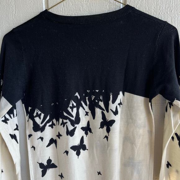 Patrizia Pepe Butterfly Wool Jumper Crewneck in Black and Cream Size 1 US 6 - Picture 6 of 9